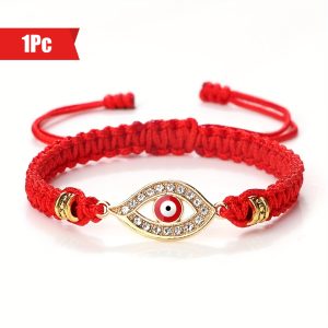 1pc Red Evil Eye Couple Bracelet Sets For Woman Men, Charm Resin Bead Rope Chain Bracelet, Fashion Friendship Jewelry Gift