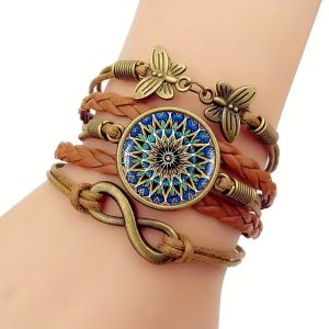 Bohemian Mandala Butterfly Infinity Knot Bracelet, Vintage Adjustable Women's Fashion Wristband, Retro Boho Style Accessories